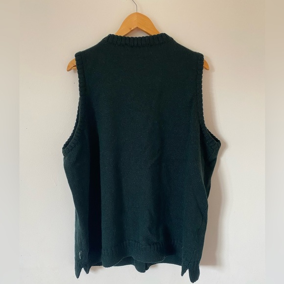Woolovers | Long Forest Green Wool Waistcoat Sweater Vest | XL - Picture 10 of 10